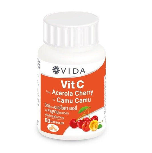 VIDA Vitamin C Vit C From Acerola Cherry & Camu-Camu Boost immunity 60 Capsules