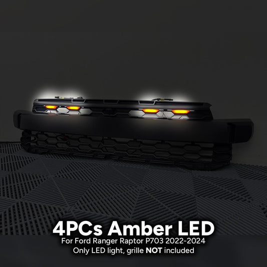 Amber LED Front Grille Running Lights 4PCs FIT Ford Ranger Raptor 2022-2024 PY