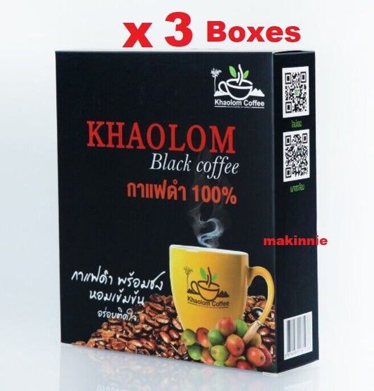 3X KhaoLom Black Coffee 100% Arabica moist, mellow, smooth flavor