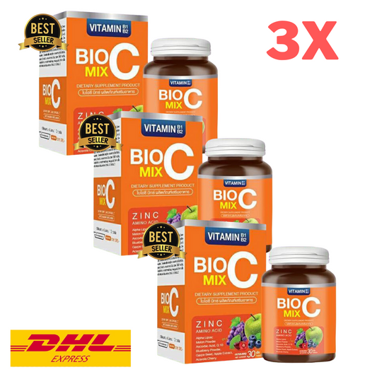 3x Bio C Mix Vitamin C 1000 mg Ascorbic Antioxidant Brighten Skin Immune 30's