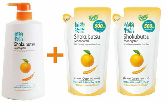 Shokubutsu Monogatari Orange Peel Oil Shower Cream 500ml + 2 Refill