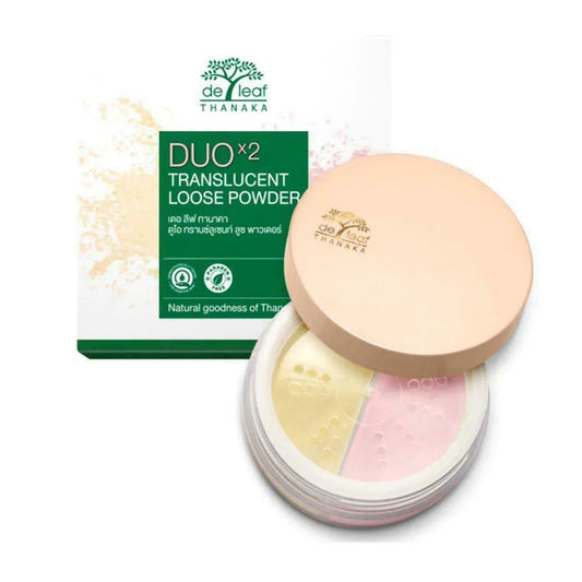 De Leaf Thanaka Duo x2 Translucent 2 in1 Loose Powder Oil Control And Gentle 15g