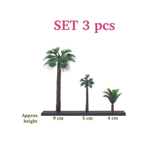Set 3pcs Miniature Palm Trees Plastic Model Desert Gardening Diorama Decoration