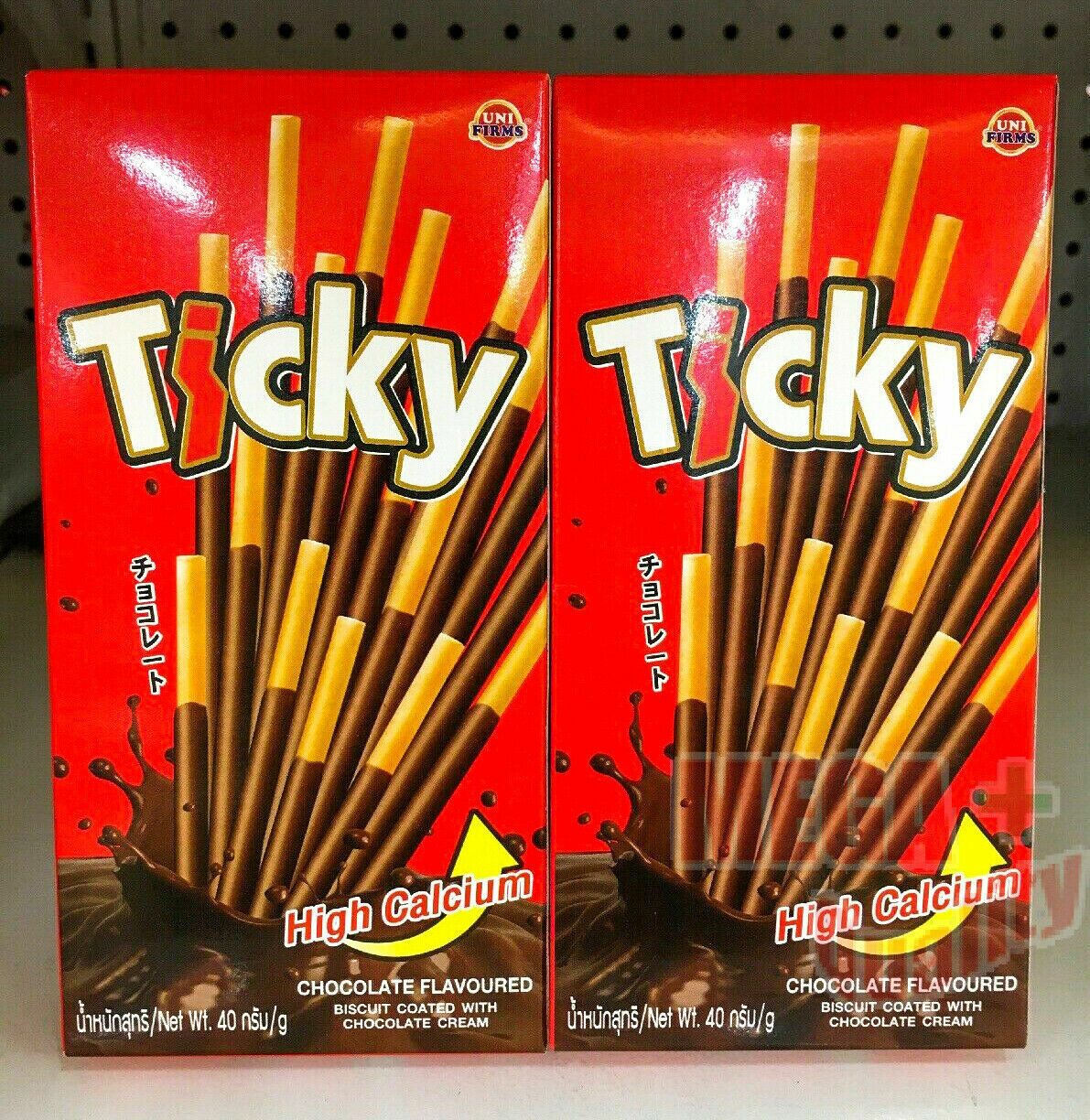 2 X TICKY Chocolate Biscuit stick Japan High Calcium 40g