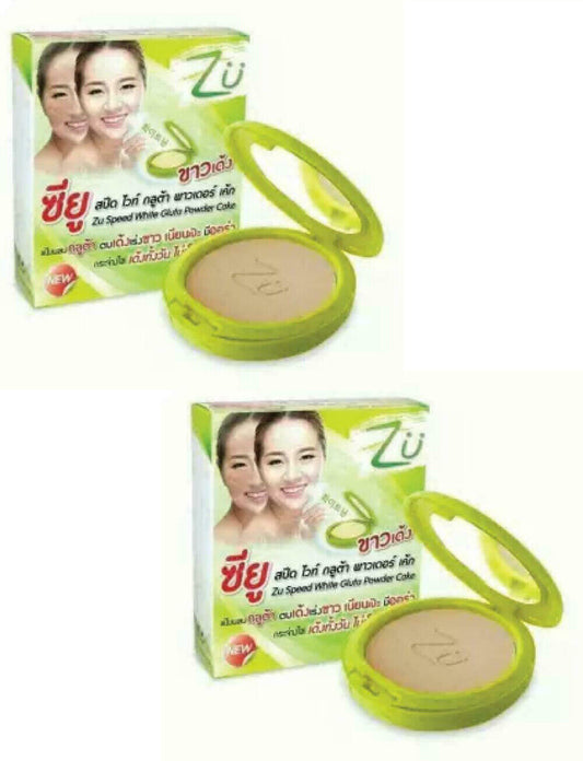 2 x ZU Speed White Gluta Powder Cake 02 12 g radiant aura, protects skin from UV
