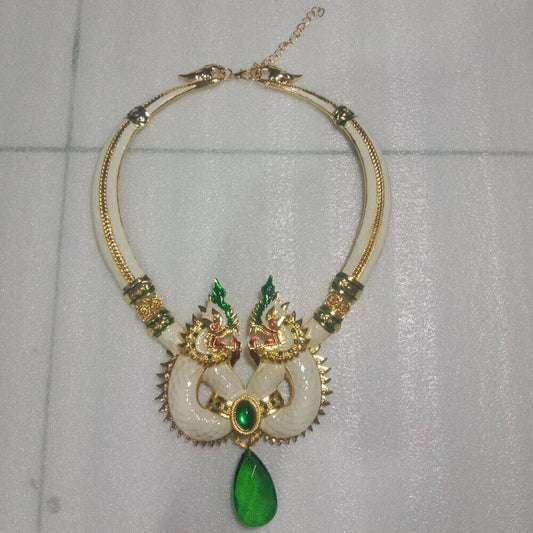 Amulet Naga Necklace Jewelry Pendant Vintage Talisman Dragon Thai Buddha Gem