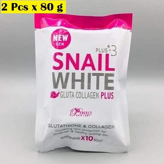 2x Snail White Gluta Collagen Plus 3 Whitening X10 Soap Bar Nourishing Skin 80 g
