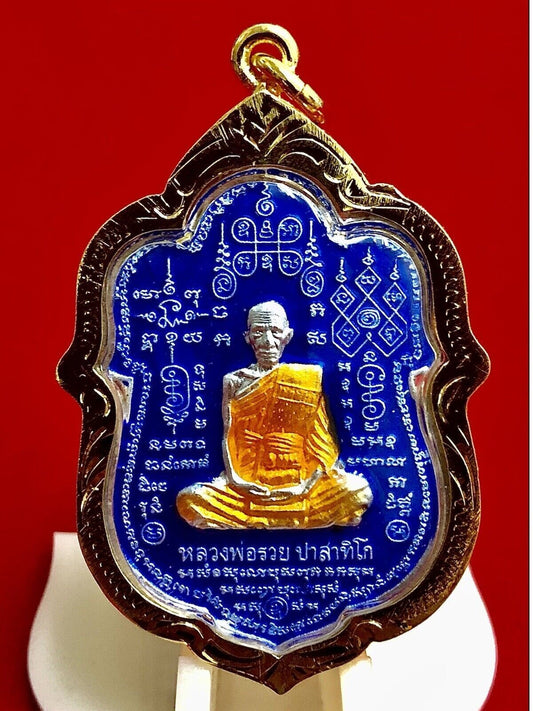 LP Ruay Wat Tako Gold Case Magic Thai Buddha Amulet Charm Talisman L018 Holy