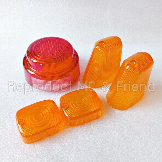 Set 5 pcs. : Tail Light Lens + Turn Signal Lens For Honda C200 CA200 C201 CD90