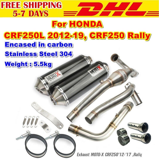 T1 Twin Exhaust For Honda CRF 250L 2012 - 19 Rally Full System Stainless Carbon