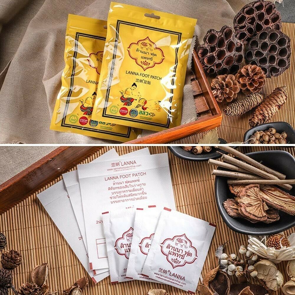 Lanna Foot Patch Thai Natural Herb Detox Pad Traditional Treatment 10x10pcs