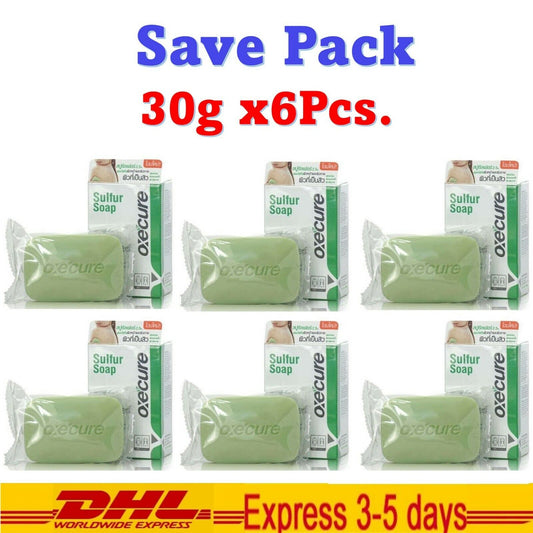 6x Oxecure Sulfur Soap Face & Body Acne Treatment Antibacterial Health Skin 30g