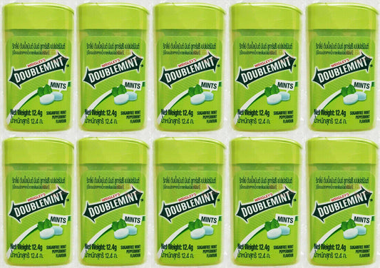 10x WRIGLEY s Doublemint Candy Sugar Free Peppermint Flavored 12.4g (20 Pellets)