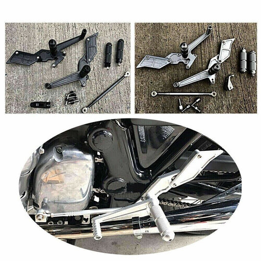Sets Custom Gear Rear Footrest CNC Aluminum Black Silver Royal Enfield 650