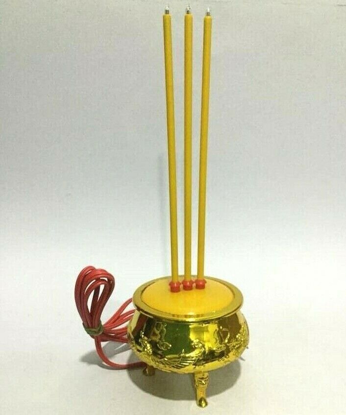 Thai Buddhist Golden color dragon electric Incense Burner Joss Stick Pot Home