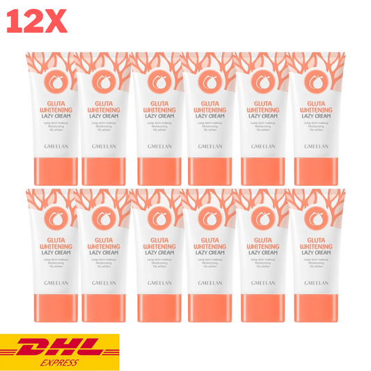 12x GMEELAN Gluta Whitening Lazy Cream Moisturizing Long Make Up Bright Skin 30g
