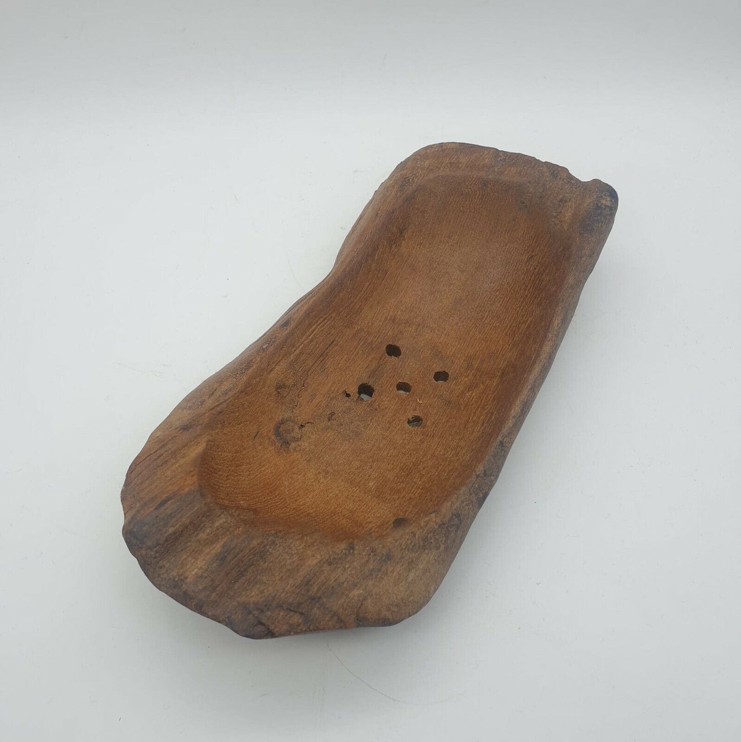 Hand Carved Wood Teak Wooden Bowl Box Natural Fruit Soap Dish Vintage