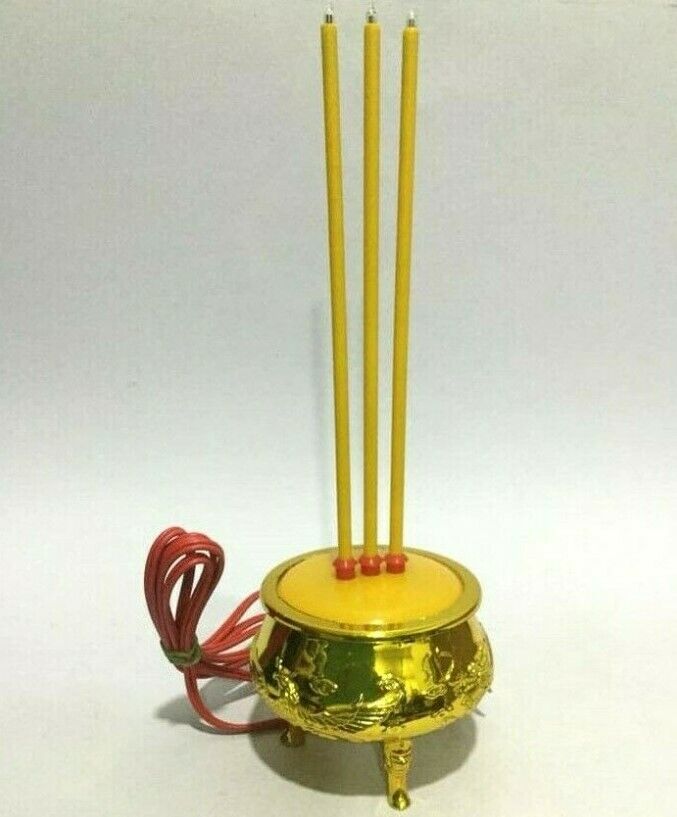 Thai Buddhist Golden Dragon Electric Incense Home Decor Burner Joss Stick Pot