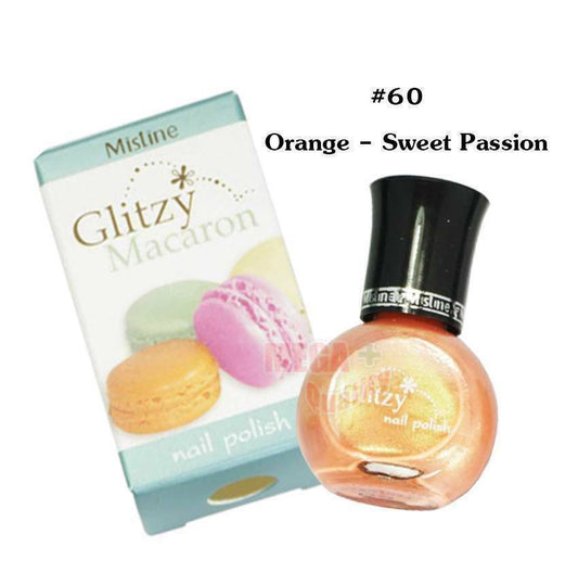 Mistine Glitzy Macaron Nail Polish # 60 Orange - Sweet Passion 1 Piece 5.5ml