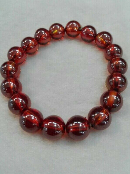 Bracelet Red Naga Eye Gem Talisman Jewelry Size 10mm. Thai Buddha Amulet Beads