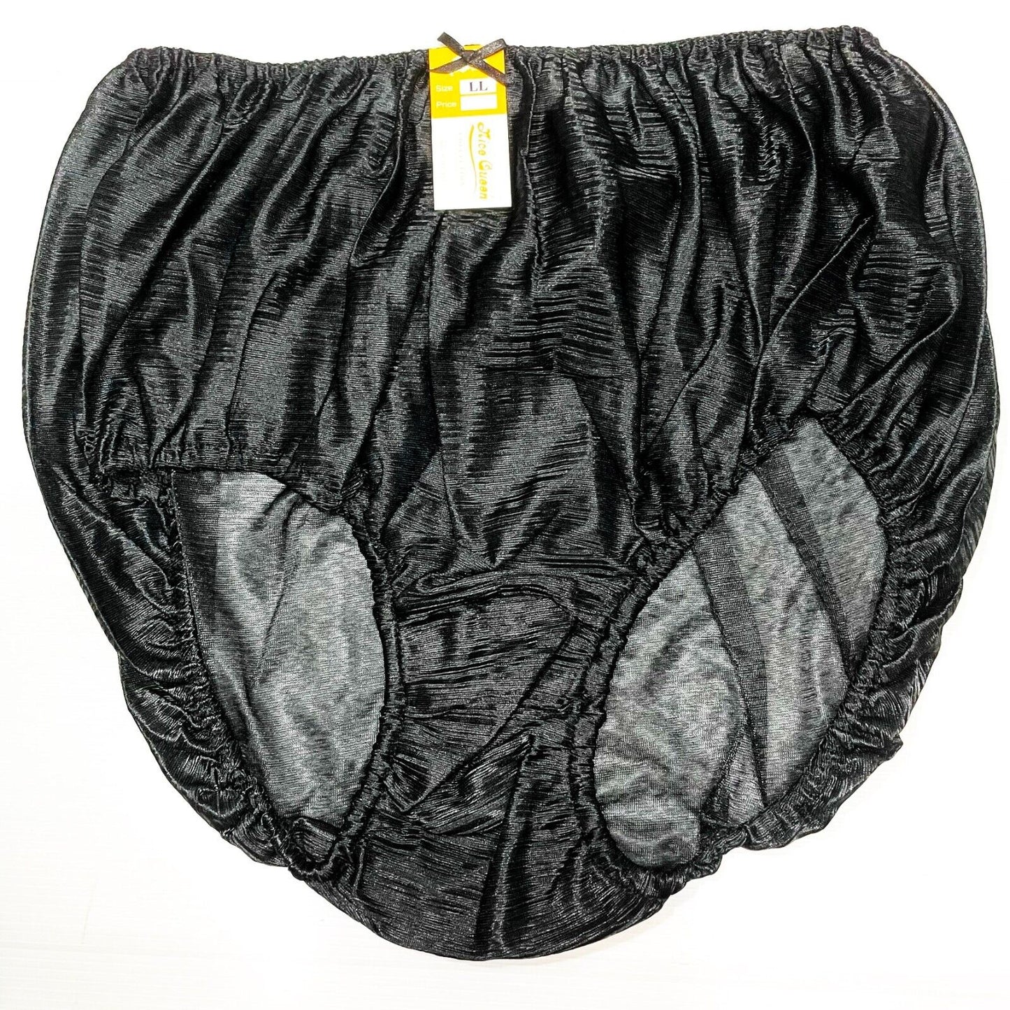 x2 Vintage Panties Nylon Lace Silky Bikini Hi Briefs Knicker Black Underwear LL