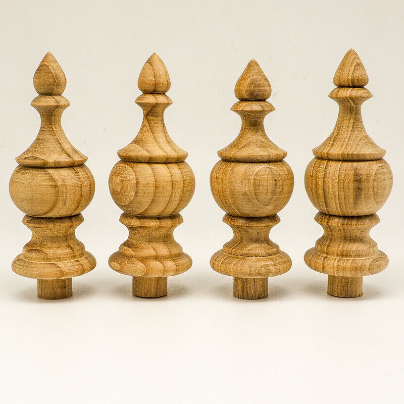 10Pcs Teak Wooden Finial Antique furniture Home Decor DIY Unpainted