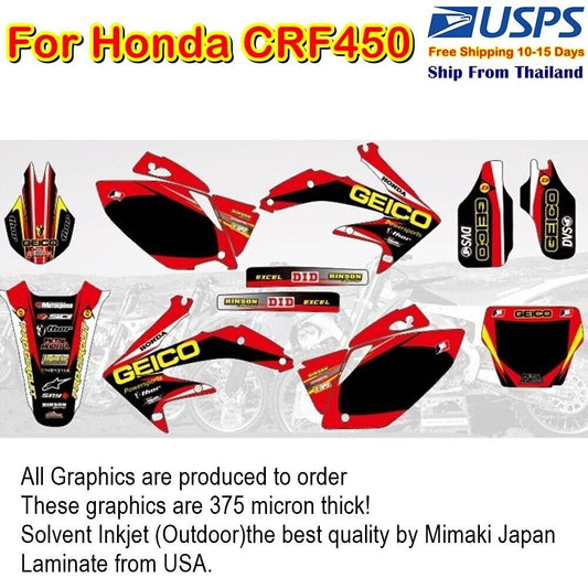 S5 Motocross Graphics Stickers Kit For Honda CRF 450 Whole Bike Decals kits New