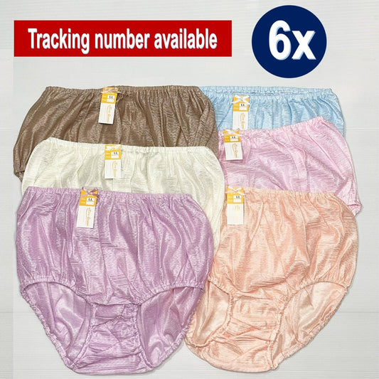 x6 Vintage Nylon Silky Panties Women Knickers Hi Briefs Sissy Underwear Size LL