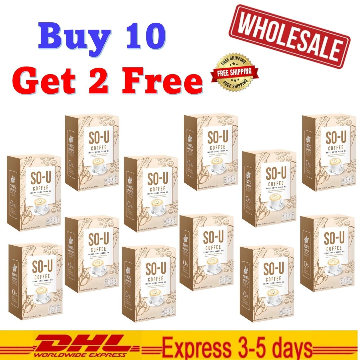 12x SO U Coffee Weight Management Slimming Body Sugar Free (Buy 10 Get 2 Free)