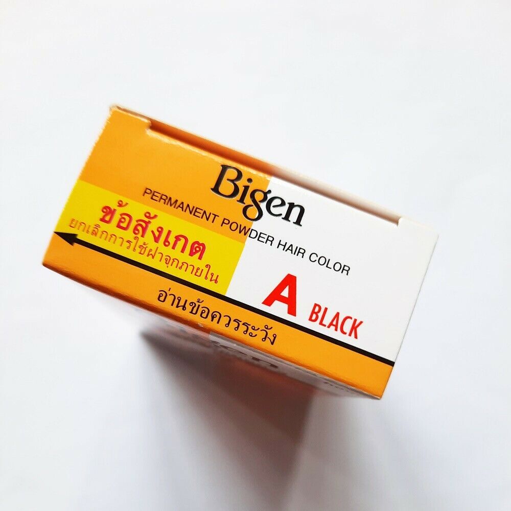 6x Bigen Hair Color Powder Black (A) Permanent Dye Ammonia-Free No Pungent 6g