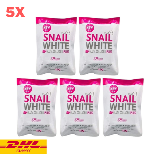 5x Snail White Gluta Collagen Plus 3 Whitening X10 Soap Bar Skin Nourishing 80 g