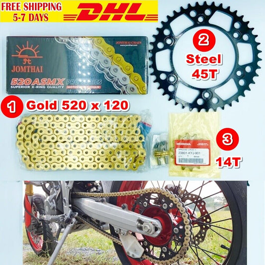 Sprocket Chain Set for Honda CRF 250 CRF300 M L Rally Tooth 520 Front Rear Combo