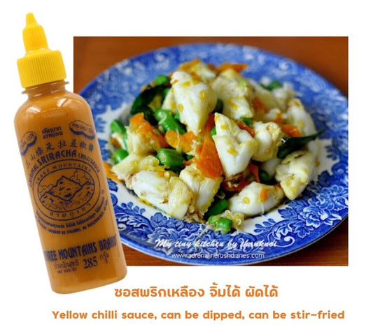 Chili Sauce Sriracha Yellow Strong Hot Three Mountains Brand Original 285 g.