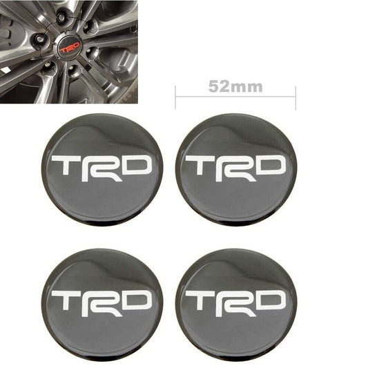 C13 52mm X 4pcs White Stickers Resin Reflect Logo Decals Wheels Center Caps TRD