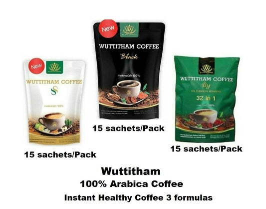 3x Wuttitham Coffee Healthy 3 formulas Anti aging weight control Sugar Free