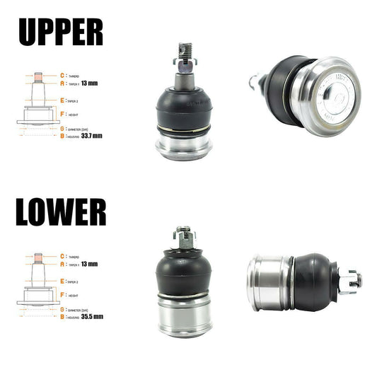 4 PCs Lower Upper Ball Joint For Honda Accord 1990 1991-1993 Sedan EX DX