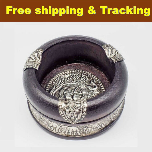 Ashtray Thai Elephant Craft Vintage Mango Wooden Nickel Souvenir Hand Carved