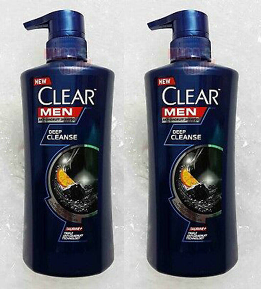 2 x Clear Men Anti Dandruff Shampoo Deep Cleanse Activated Carbon Menthol 450ml