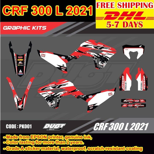 Stickers Kit For Honda CRF 300 L 2021 Motocross Graphics Whole Bike Decals PK001