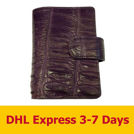 Purple Genuine Crocodile Skin Leather Name Card Credit Card Holder Men's Bags