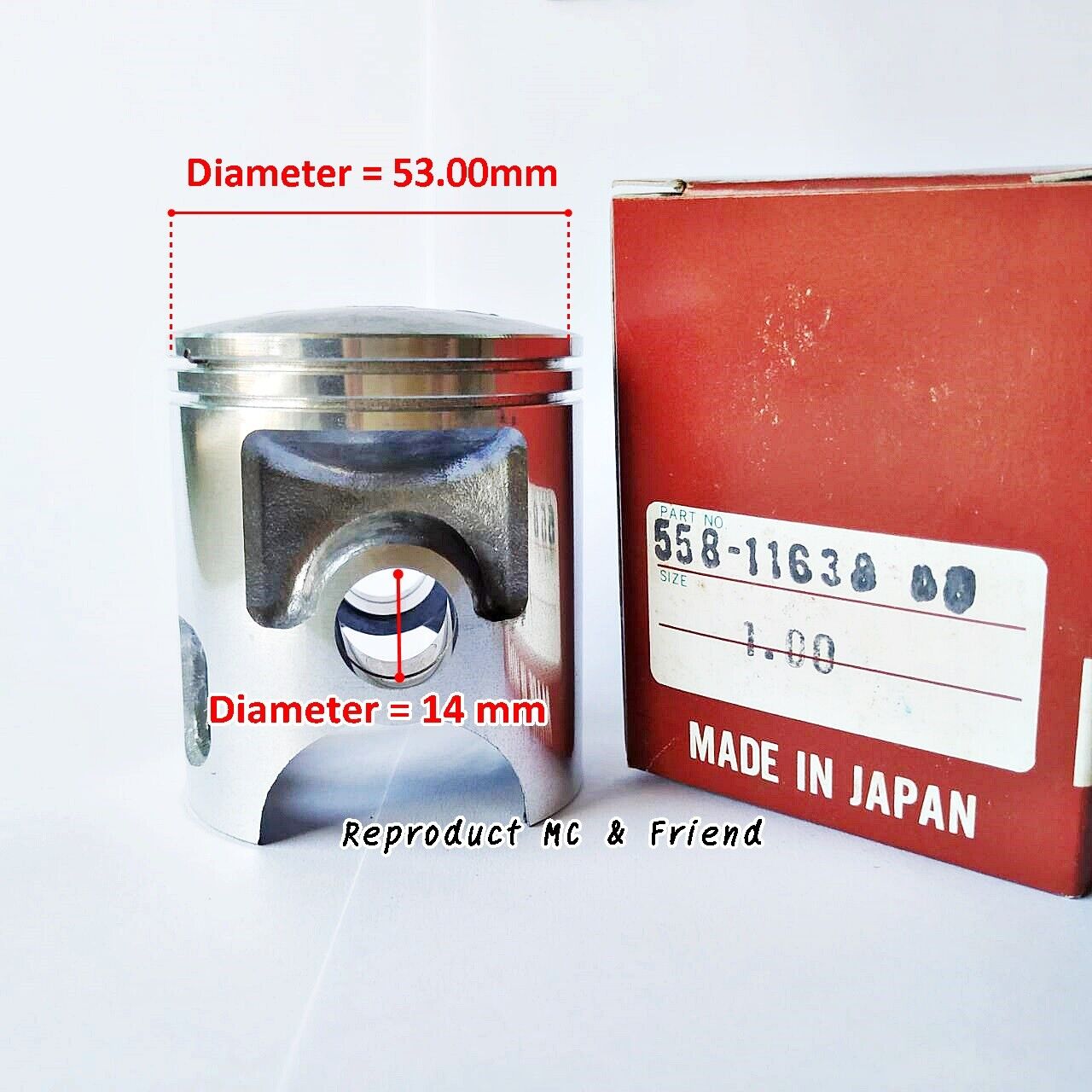 Yamaha DT100 (1976-1980) MX100 (1979-1983) Piston & Ring OS 1.00 (Dia=53.00mm.)