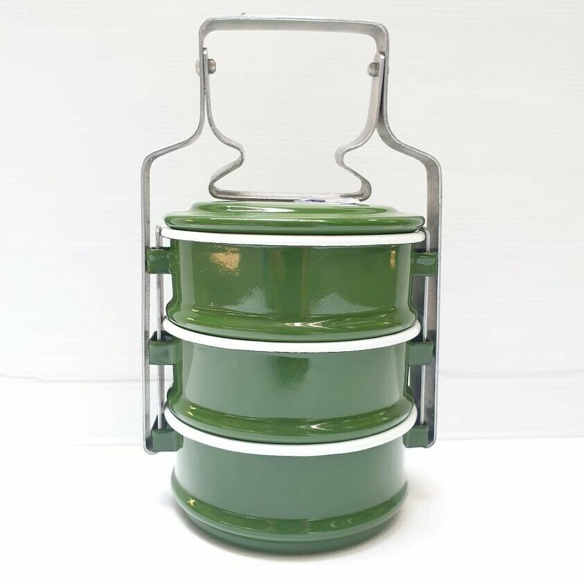 Thai Enamel Tiffin Lunch Box Food Carrier Container Pinto Bento Enamelware
