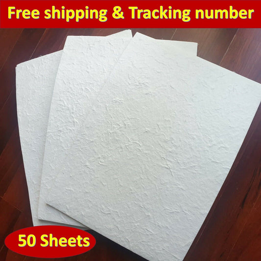 50x Sheets White Thick Mulberry Paper Sheet Handmade Paper Scrapbook Craft Card