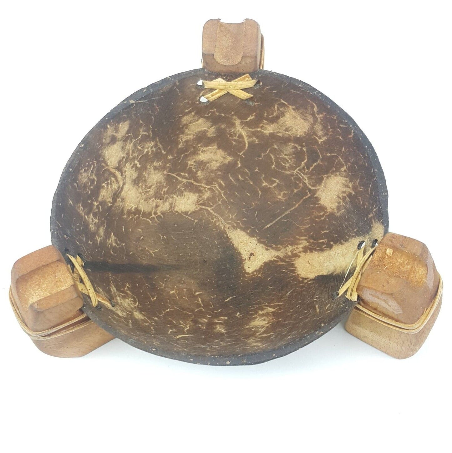 Soap Dish Dispenser Vintage Coconut Shell Teak Wood Shower Bahtroom Handmade