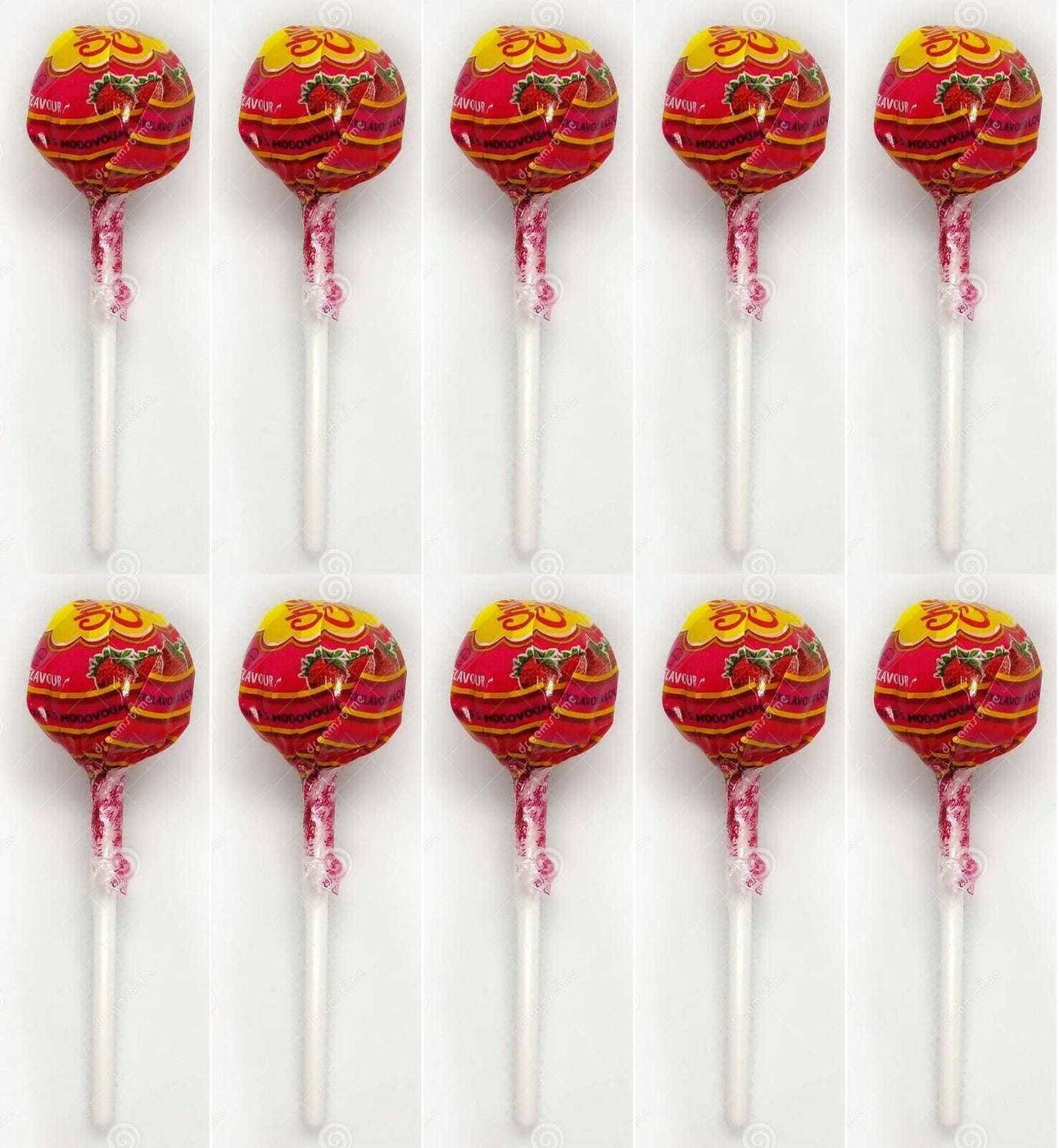 10 x Chupa-Chups Lolipop Candy Strawberry Flavor Assorted Flavour Lollies 11g