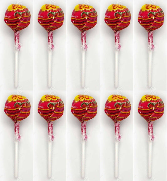 10 x Chupa-Chups Lolipop Candy Strawberry Flavor Assorted Flavour Lollies 11g