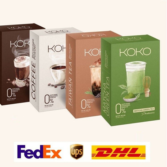KoKo Prebiotic Instant Drink Coffee, Cocoa, Green Tea, Thai Tea Healthy 0% sugar