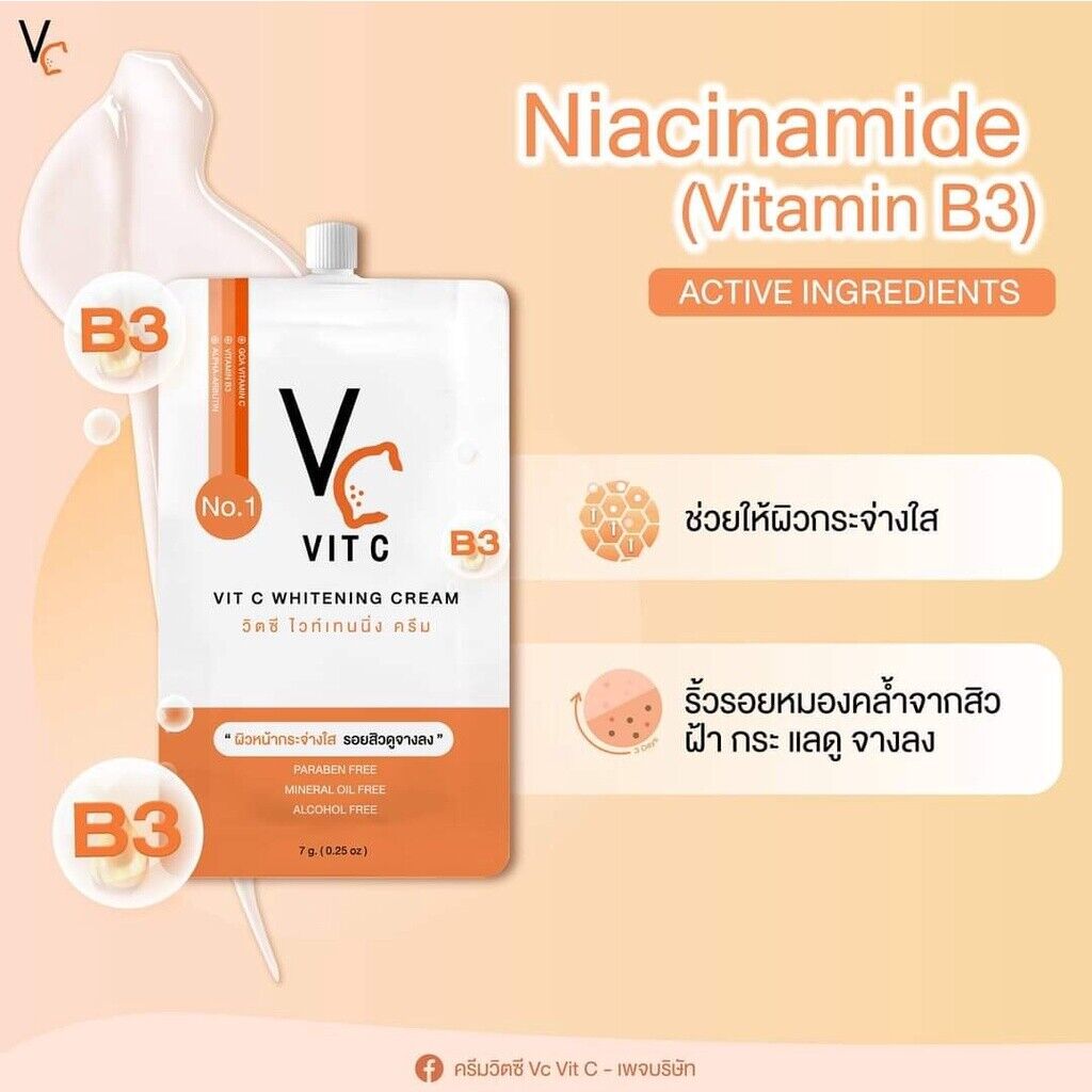 10x VC Vit C Whitening Cream Concentrate Vitamin Bright Clear Skin Nong Chat 7g