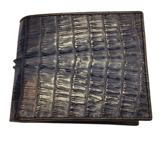 Blue GENUINE CROCODILE WALLETS ALLIGATOR SKIN LEATHER TAIL BIFOLD MENS PURSES