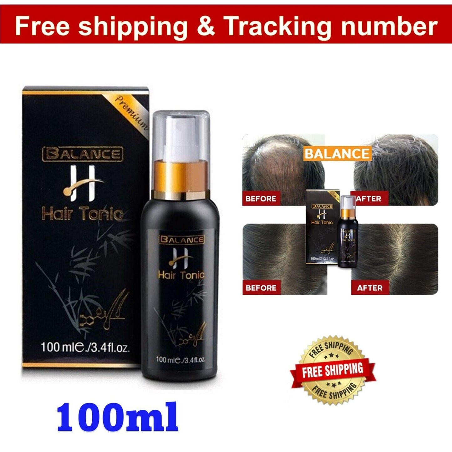 BALANCE H HAIR TONIC SERUM Regrowth Create New Hair Black Thicker 100ml